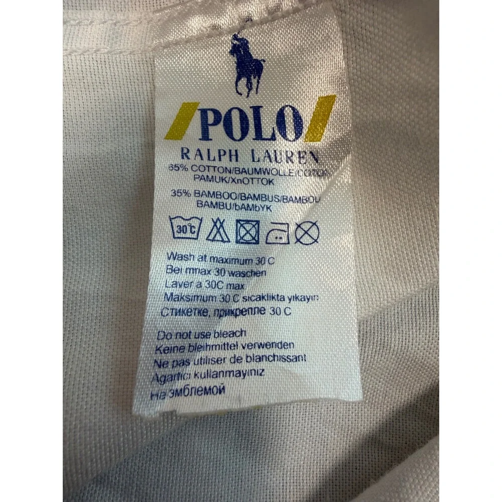 Polo Ralph Lauren Shirt Mens Large White Cotton Bamboo Button Down Classic Pony